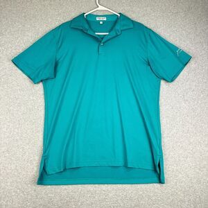 Peter Millar Polo Shirt Men Medium Dark Aqua Stretch Summer Comfort Short Sleeve